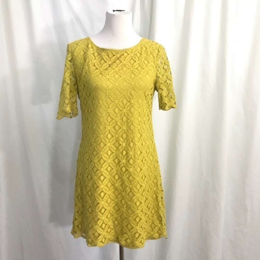 Criss Cross Boutique Mustard Lace A Line Dress M L